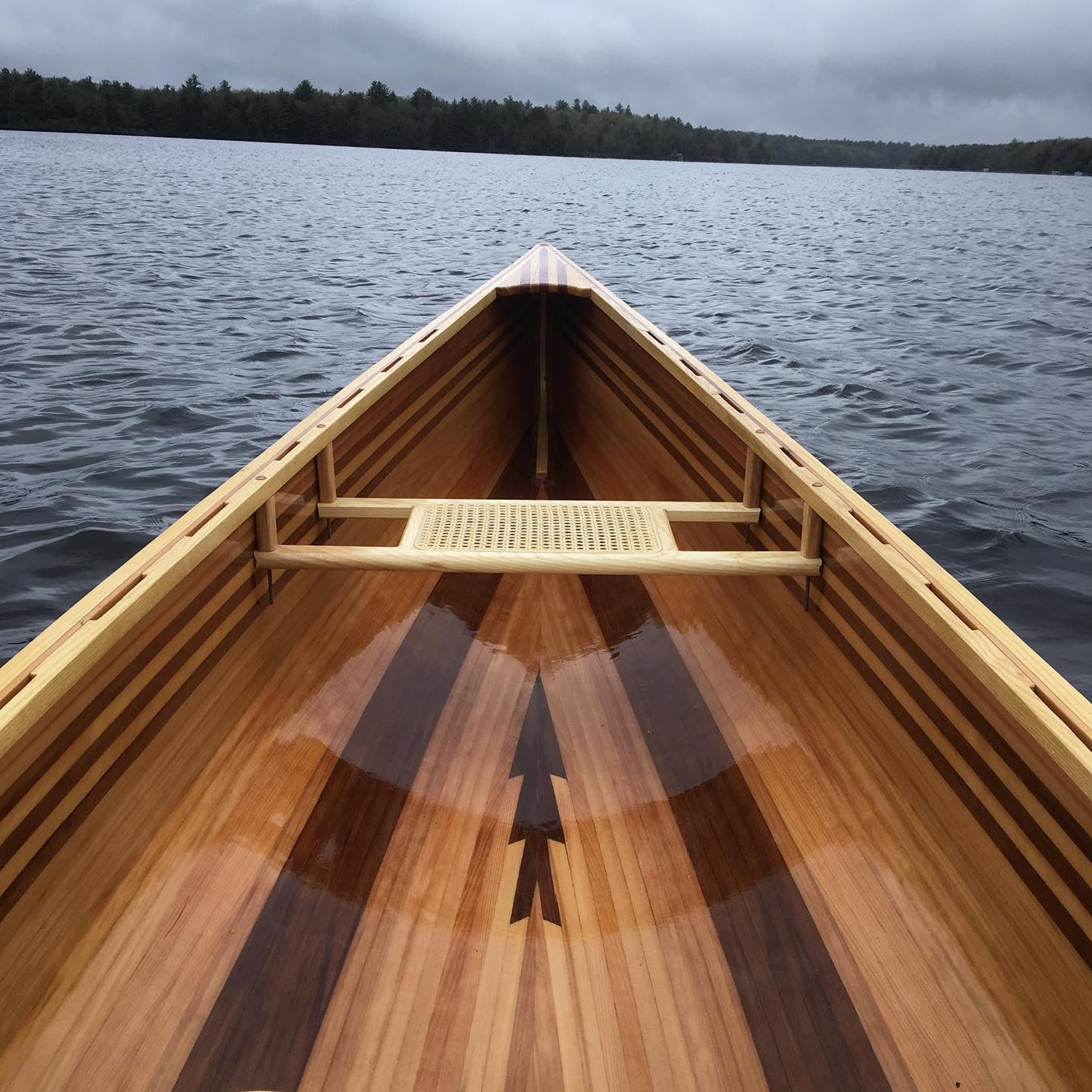 cedar strip canoe with canoe seat