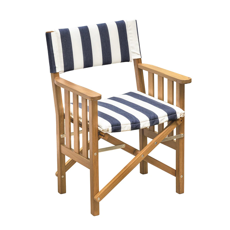 Teak Director's Chair II w/ Cushion Navy/White