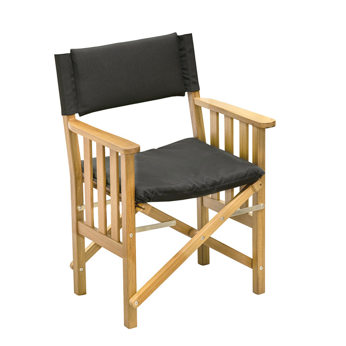 Teak Director's Chair II w/ Cushion (Black)