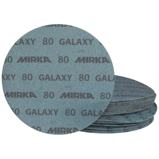 Stack of Mirka Galaxy 8" grip sanding discs