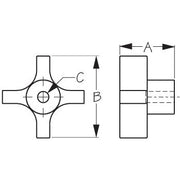 1/4-20 Threaded Four Arm Knob