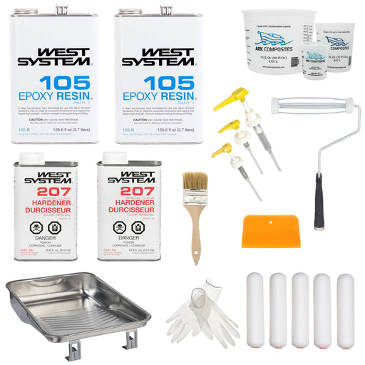 WEST SYSTEM 105A Epoxy Resin Bundle - 32oz Resin With 207SA Clear Hardener & Metering Pumps 3-Pack