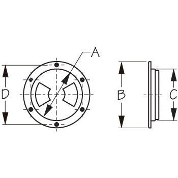 Deck Plate 4" Quarter Turn Smooth Black Abs W/Collar