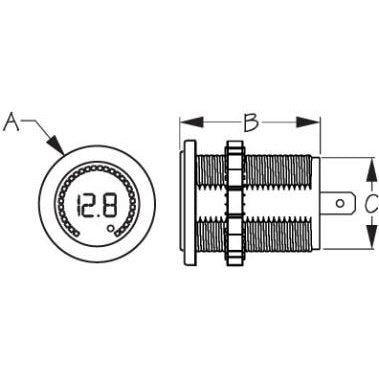 Round Voltage Meter 5V-15Vdc - W/Rainbow Dial