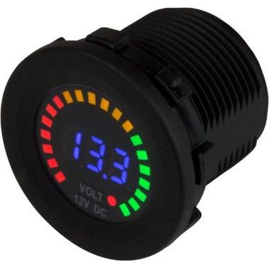 Round Voltage Meter 5V-15Vdc - W/Rainbow Dial