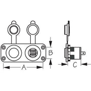 Usb And 12V Power Socket Panel W/Screws And Connectors
