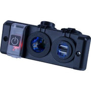 USB and 12V Power Socket Panel W/Switched Circuit Breaker