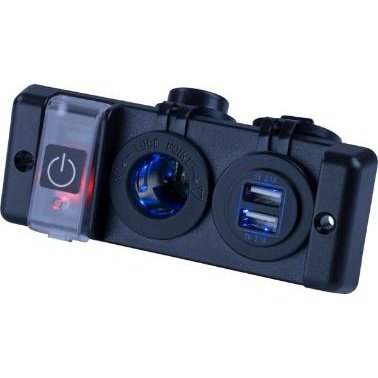 USB and 12V Power Socket Panel W/Switched Circuit Breaker