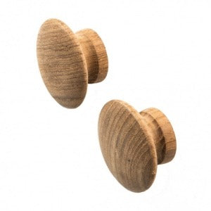 2" Teak Round Drawer Knob Pr