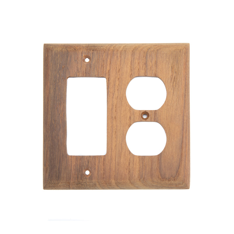 Teak Combination Outlet Cover