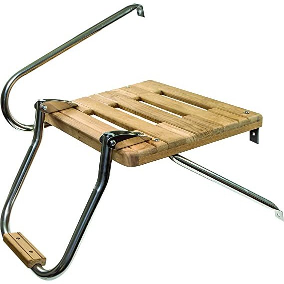 Teak Swim Platform w/2-Telescoping Ladder O/B