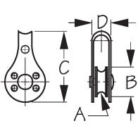 Pulley 1/4" Sheave Stainless With Plastic Sheave
