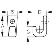 Lashing Hook 1 Hole Set Of 6 Black Nylon