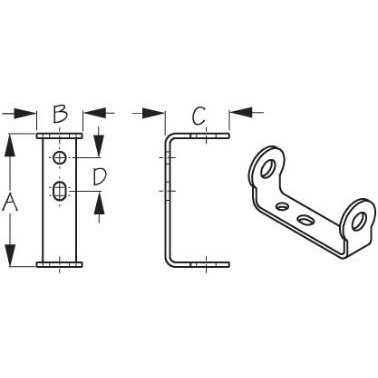 Trucourse Rudder Gudgeon Two Hole, Flat Stern