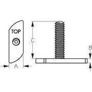 1/4-20 X 1.5 Threaded Track Slide Stud (6 Each) Noah's Marine