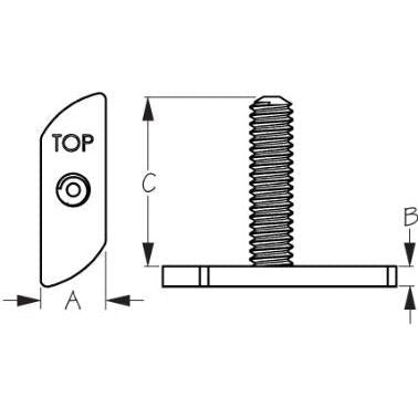 1/4-20 X 1.5 Threaded Track Slide Stud (6 Each) Noah's Marine