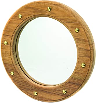 Porthole Mirror Teak Frame 10 1/2" Dia.