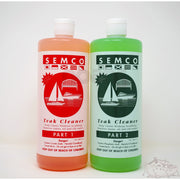 Two 1L containers of Semco Teak Cleaner side by side, a Part One and a Part Two
