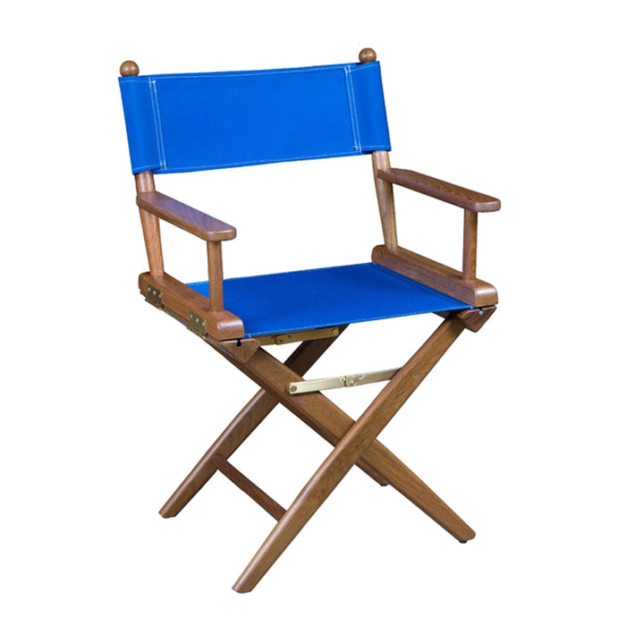 Solid Teak Director's Chair - Blue Seat