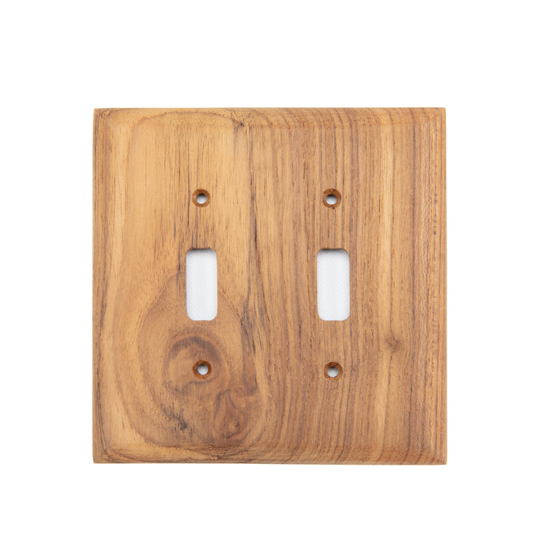 Teak Double Switch Cover