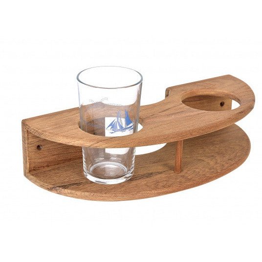 Teak 2-Glass Rack Curved