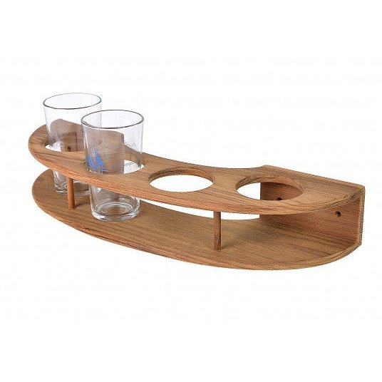 Teak 4-Glass Rack Curved